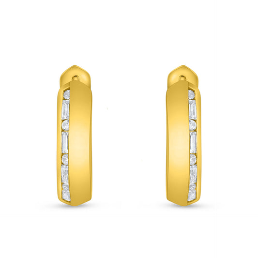 Sterling Silver 925 Earring Golden Plated Embedded With White Zircon