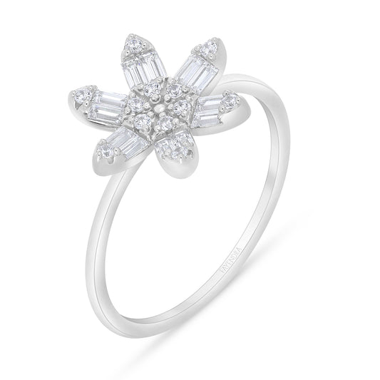 Sterling Silver 925 Ring Rhodium Plated Embedded With White Zircon