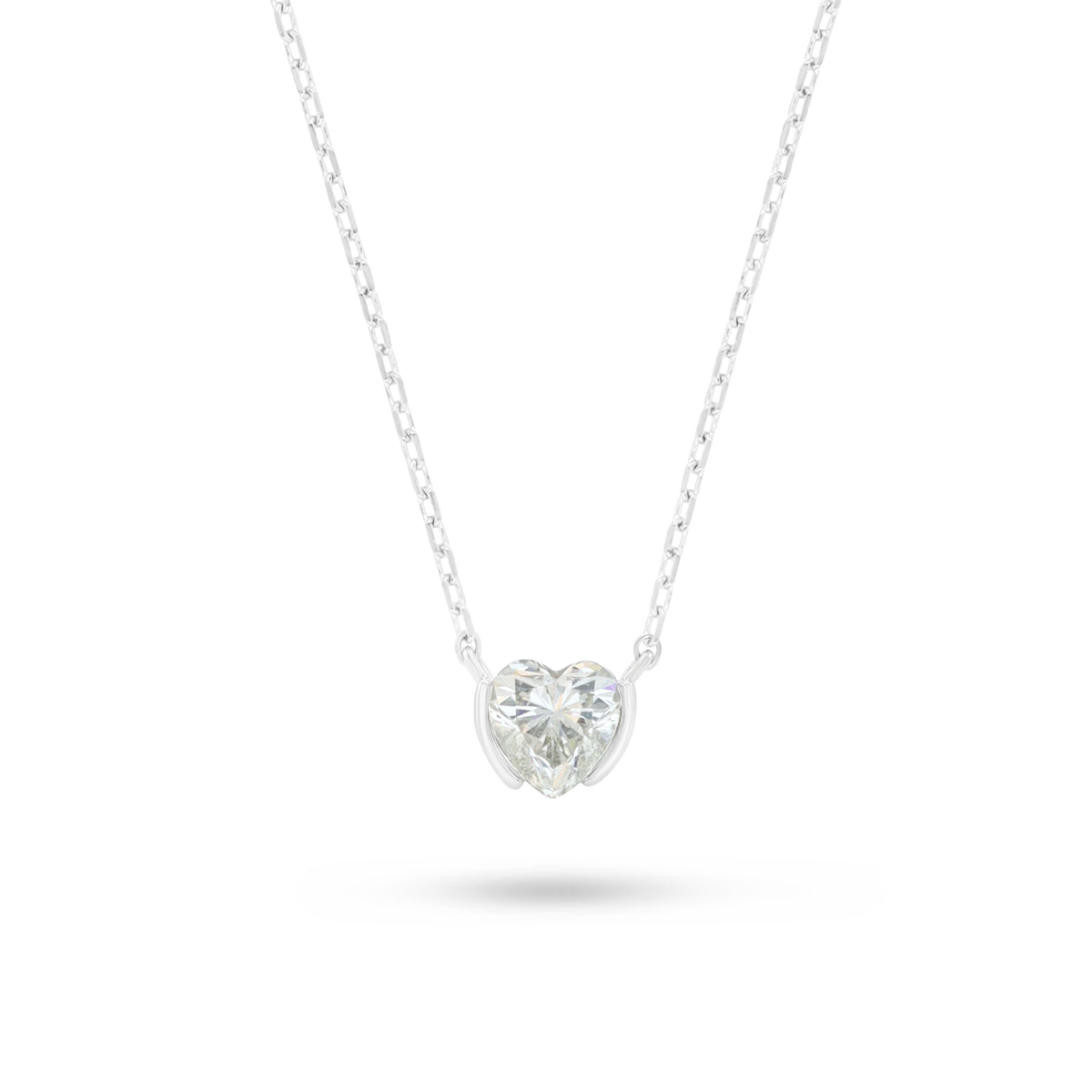 Sterling Silver 925 Necklace Rhodium Plated Embedded With Diamond Zircon