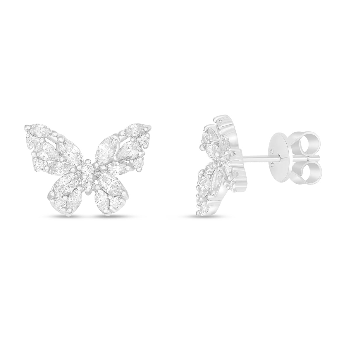 Sterling Silver 925 Earring Rhodium Plated Embedded With White Zircon