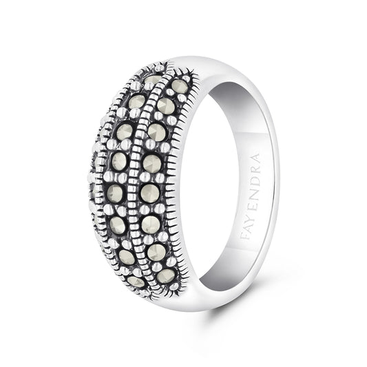 Sterling Silver 925 Ring Embedded With Marcasite Stones