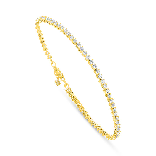 Sterling Silver 925 Bracelet Golden Plated Embedded With White Zircon