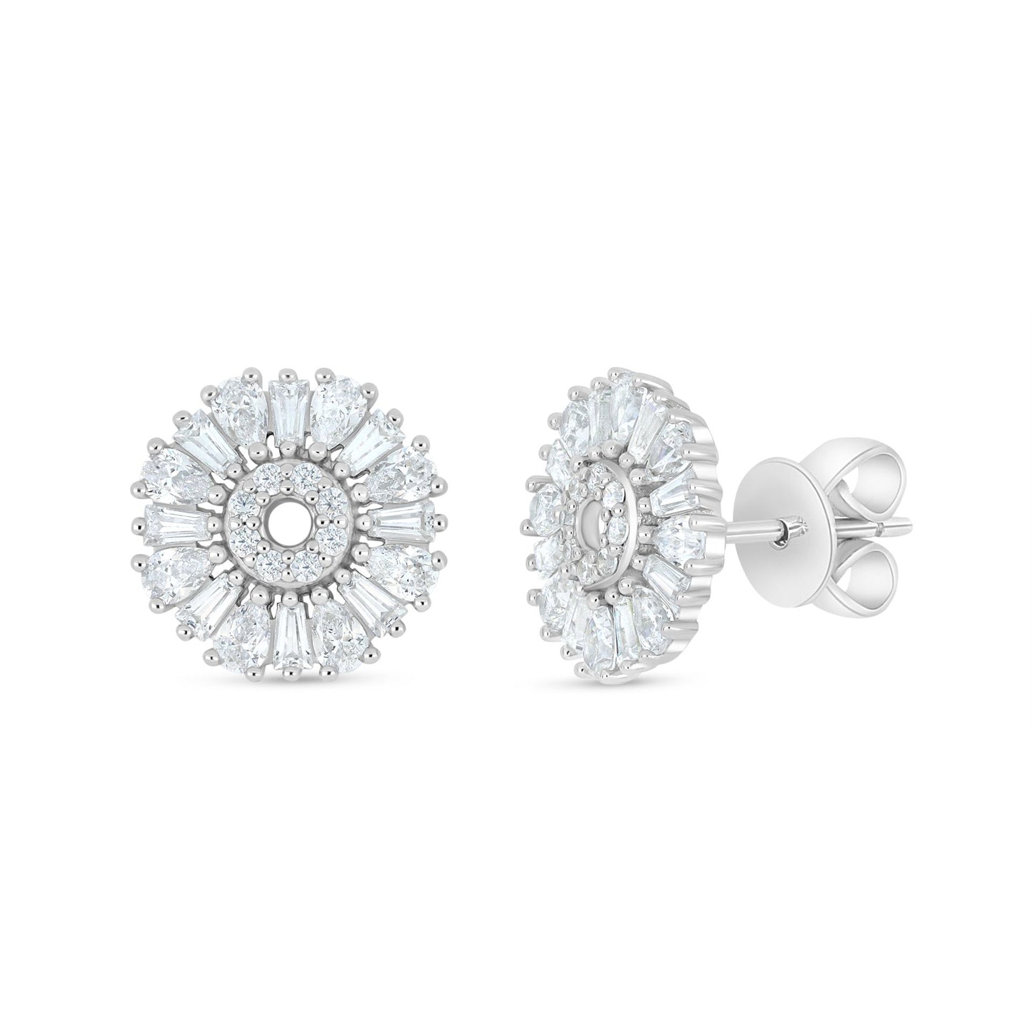 Sterling Silver 925 Earring Rhodium Plated Embedded With White Zircon