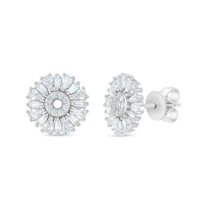 Sterling Silver 925 Earring Rhodium Plated Embedded With White Zircon