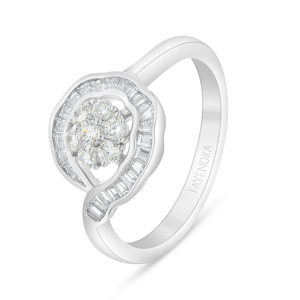 خاتم من الفضة الخالصة عيار 925 مطلي روديوم مرصع بالزركون الكناري الالماسي و فص ابيض