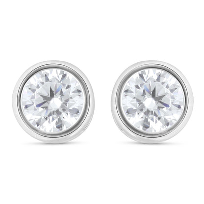 Sterling Silver 925 Earring Rhodium Plated Embedded With White Zircon