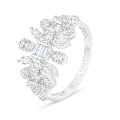 Sterling Silver 925 Ring Rhodium Plated Embedded With White Zircon