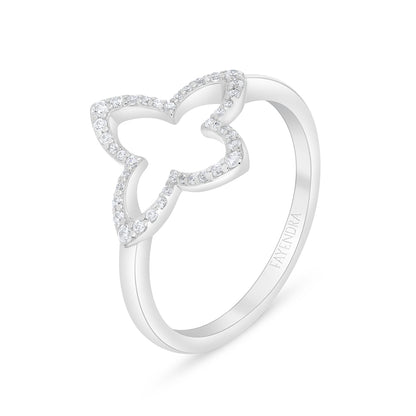 Sterling Silver 925 Ring Rhodium Plated Embedded With White Zircon