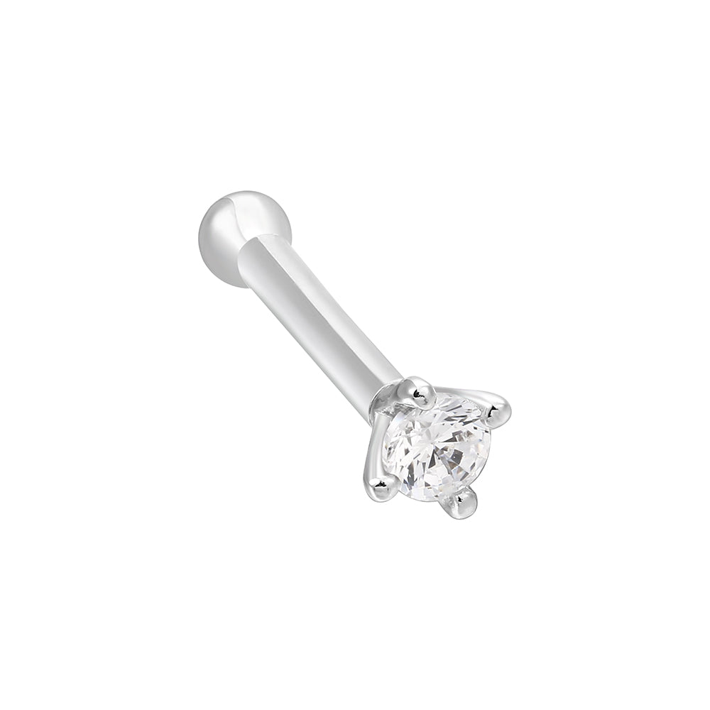 Sterling Silver 925  Nose Rings Rhodium Plated Embedded With Natural CVD Diamonds