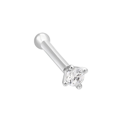 Sterling Silver 925  Nose Rings Rhodium Plated Embedded With Natural CVD Diamonds