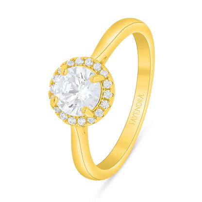 Sterling Silver 925 Ring Golden Plated Embedded With White Zircon