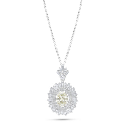 Sterling Silver 925 Necklace Rhodium Plated Embedded With Diamond Zircon And White Zircon