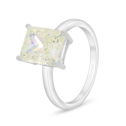 Sterling Silver 925 Ring Rhodium Plated Embedded With Diamond Zircon