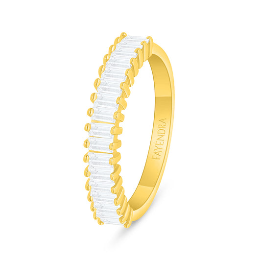 Sterling Silver 925 Ring Golden Plated Embedded With White Zircon