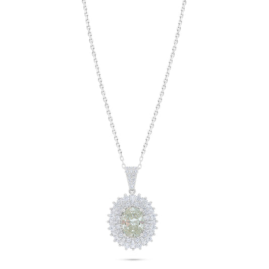 Sterling Silver 925 Necklace Rhodium Plated Embedded With Diamond Zircon And White Zircon