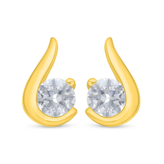 Sterling Silver 925 Earring Golden Plated Embedded With White Zircon