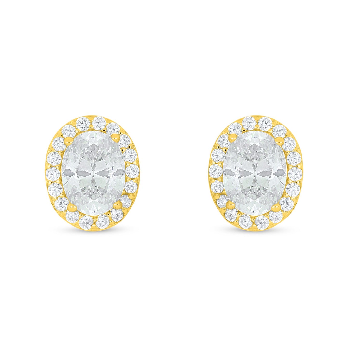 Sterling Silver 925 Earring Golden Plated Embedded With Diamond Zircon And White Zircon