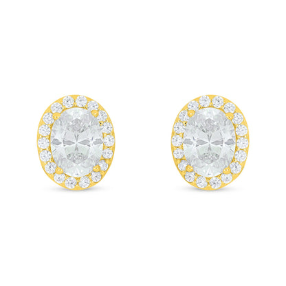 Sterling Silver 925 Earring Golden Plated Embedded With Diamond Zircon And White Zircon