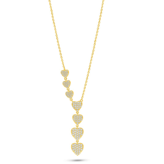 Sterling Silver 925 Necklace Golden Plated Embedded With White Zircon