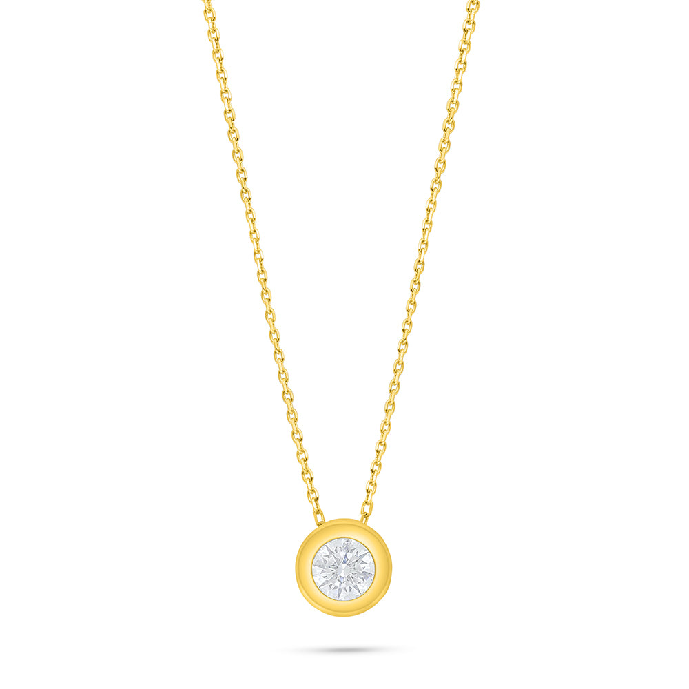 Sterling Silver 925 Necklace Golden Plated Embedded With White Zircon