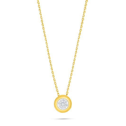 Sterling Silver 925 Necklace Golden Plated Embedded With White Zircon