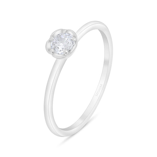 Sterling Silver 925 Ring Rhodium Plated Embedded With White Zircon
