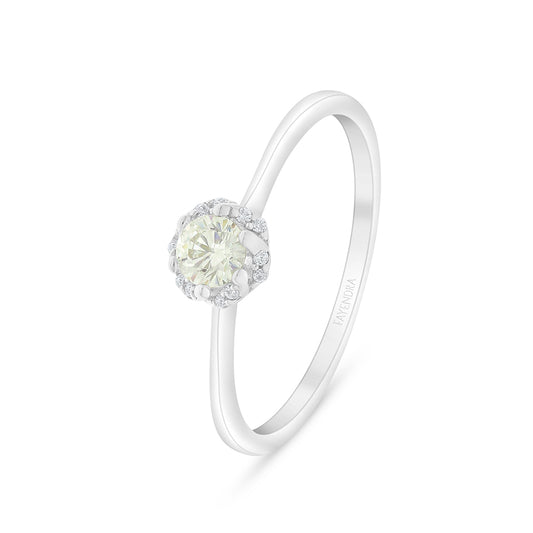Sterling Silver 925 Ring Rhodium Plated Embedded With Diamond Zircon And White Zircon