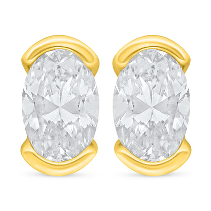Sterling Silver 925 Earring Golden Plated Embedded With White Zircon