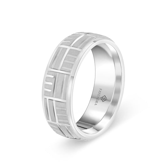Tungsten Carbide Wedding Ring Rhodium Plated For Men