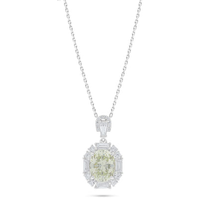 Sterling Silver 925 Necklace Rhodium Plated Embedded With Diamond Zircon And White Zircon