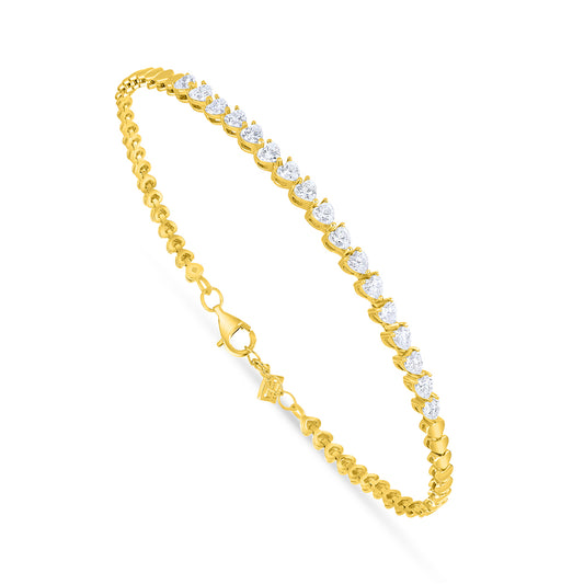 Sterling Silver 925 Bracelet Golden Plated Embedded With White Zircon