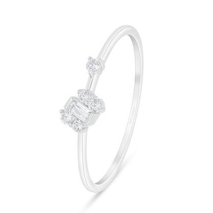 Sterling Silver 925 Ring Rhodium Plated Embedded With White Zircon