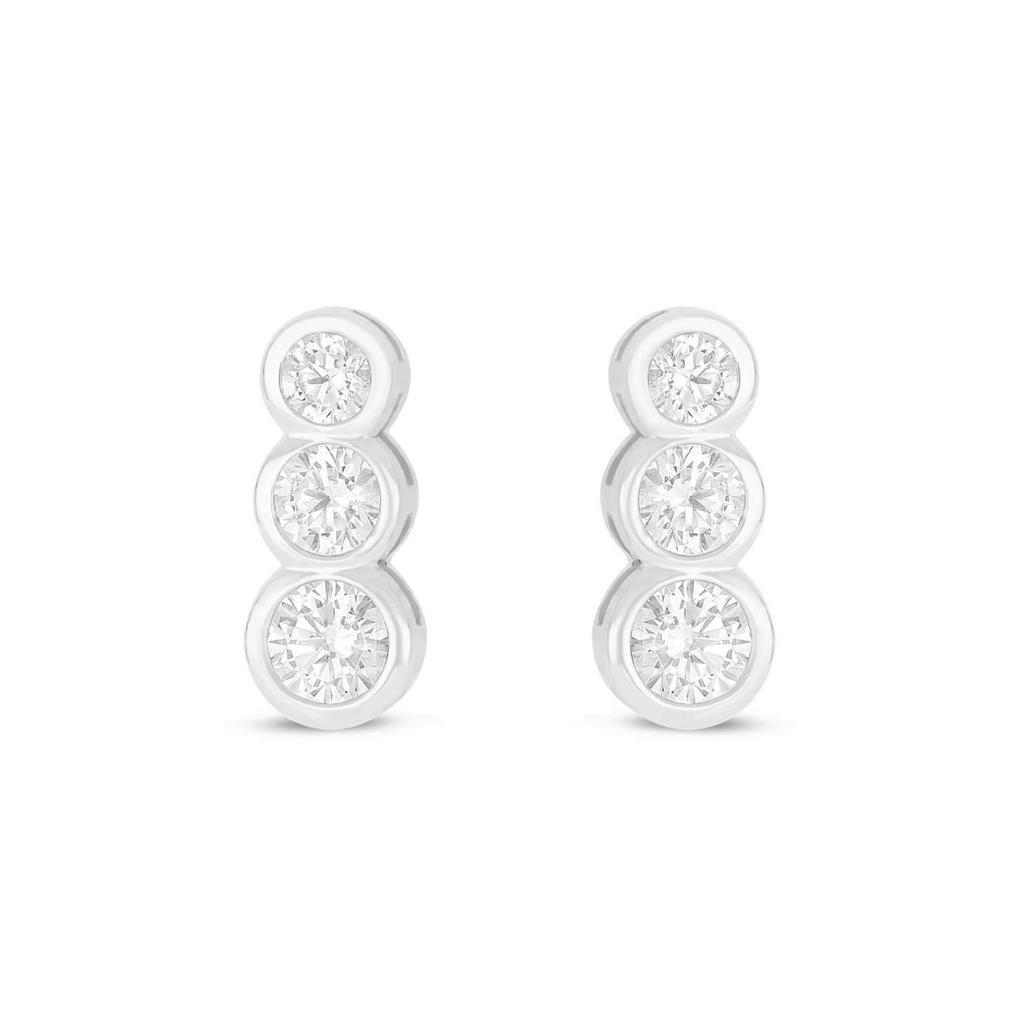 Sterling Silver 925 Earring Rhodium Plated Embedded With White Zircon