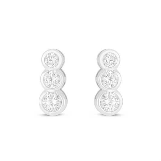 Sterling Silver 925 Earring Rhodium Plated Embedded With White Zircon