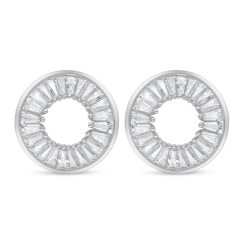 اقراط من الفضة الخالصة عيار 925 مطلية روديوم مرصعة فص ابيض