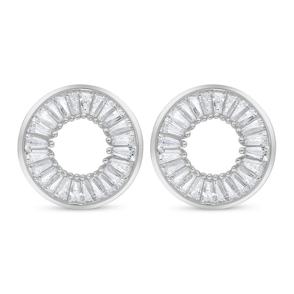 اقراط من الفضة الخالصة عيار 925 مطلية روديوم مرصعة فص ابيض