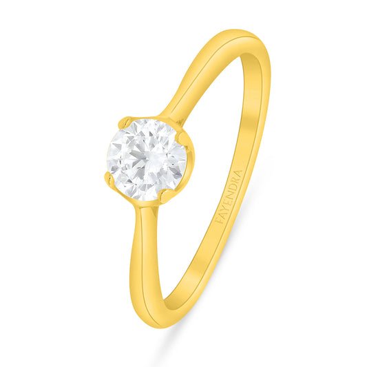 Sterling Silver 925 Ring Golden Plated Embedded With White Zircon