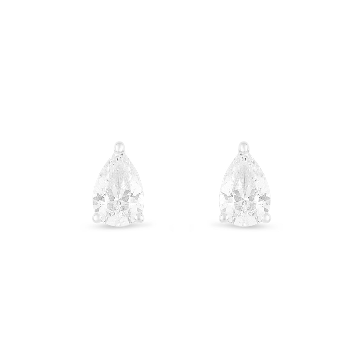 Sterling Silver 925 Earring Rhodium Plated Embedded With White Zircon