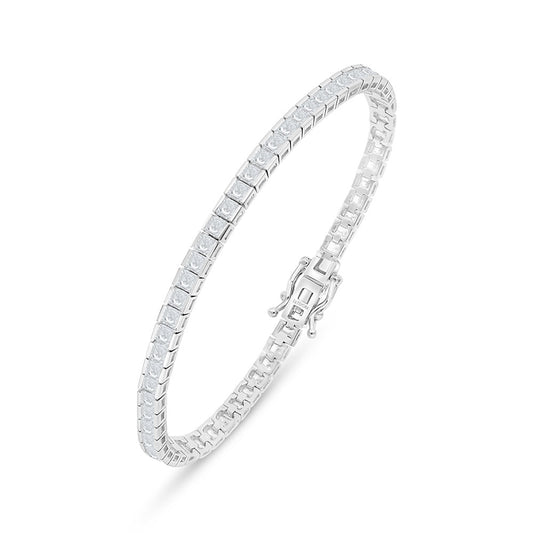 Sterling Silver 925 Bracelet Rhodium Plated Embedded With White Zircon