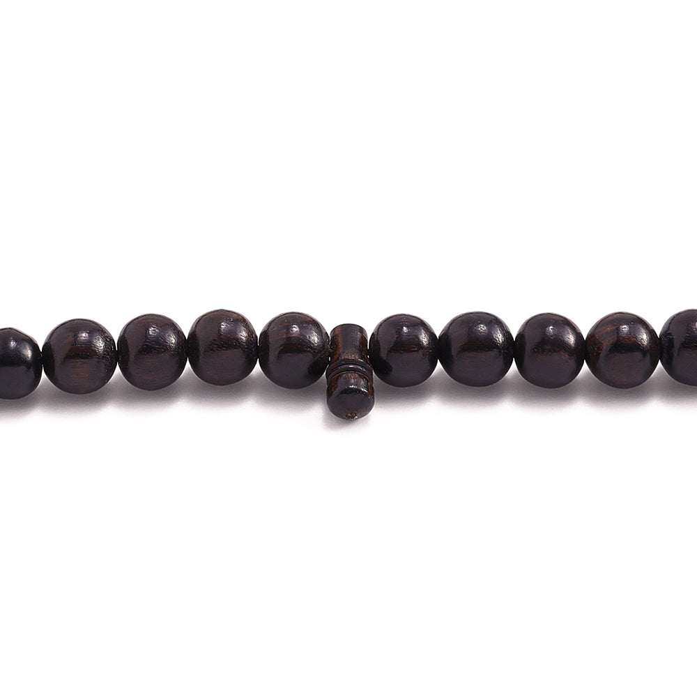 Ebony Rosary 100 Round Beads 7 mm African Style Wool Tassel With Two Counters