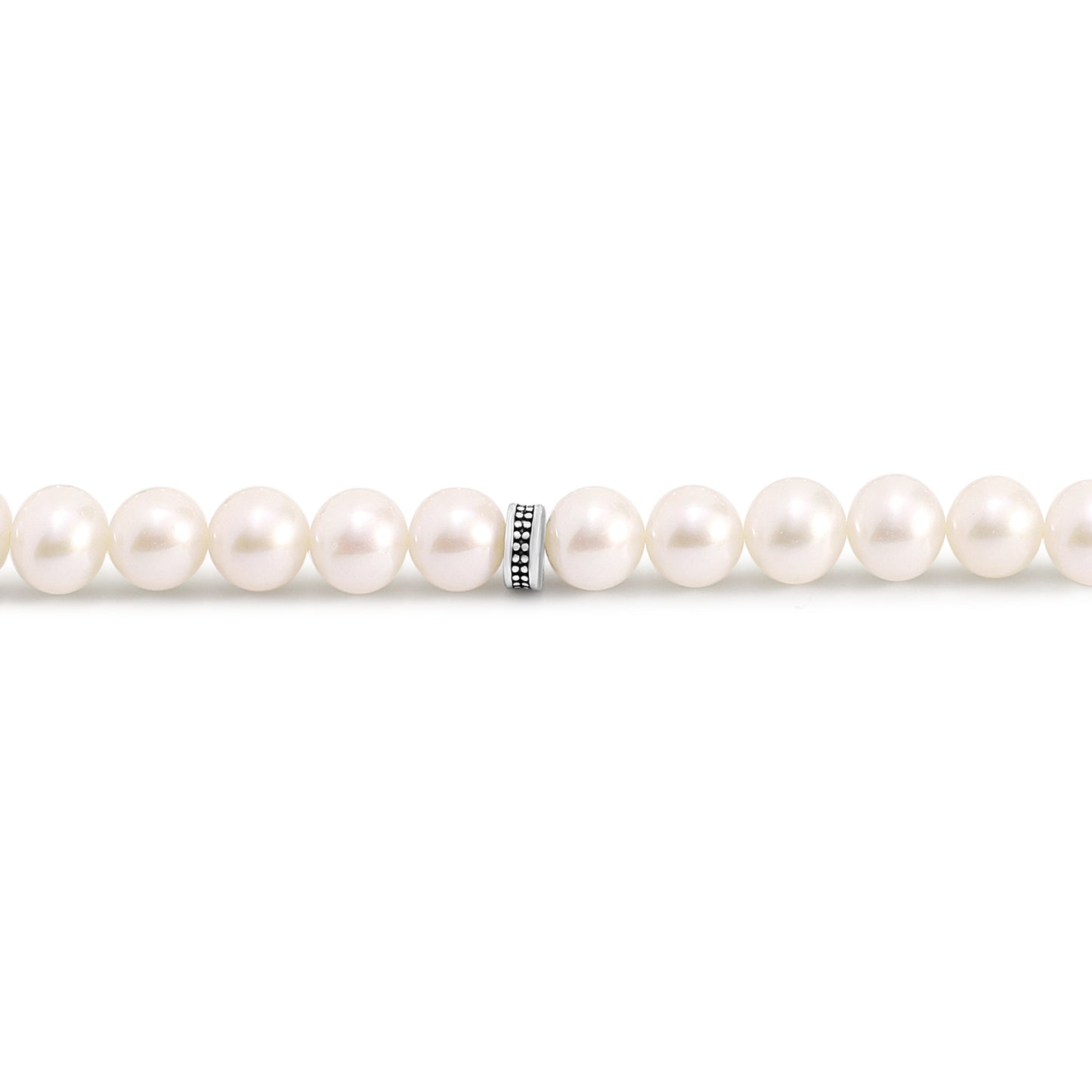 Rosary 33 Natural White Pearl Round Bead 8-9 mm With Stainless Steel 316L Set Silver And Black Plated