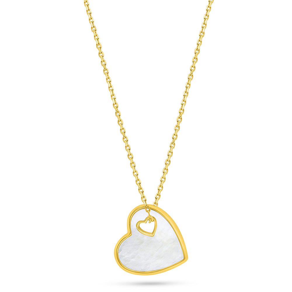 Sterling Silver 925 Necklace Golden Plated Embedded With White Shell