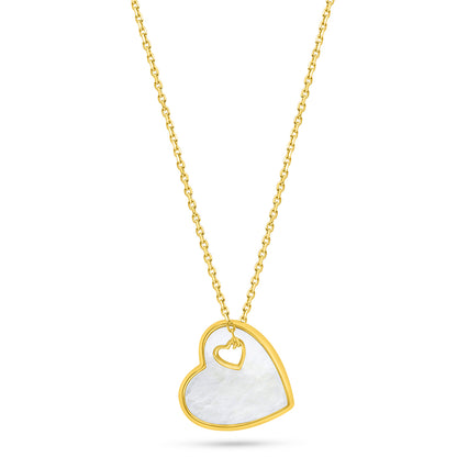 Sterling Silver 925 Necklace Golden Plated Embedded With White Shell