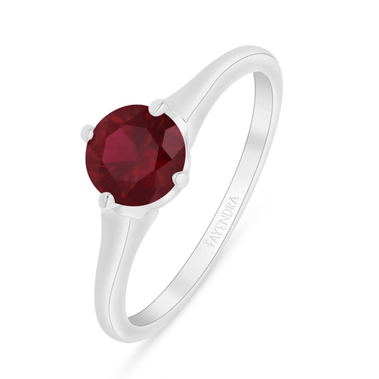 Sterling Silver 925 Ring Rhodium Plated Embedded With Ruby Corundum