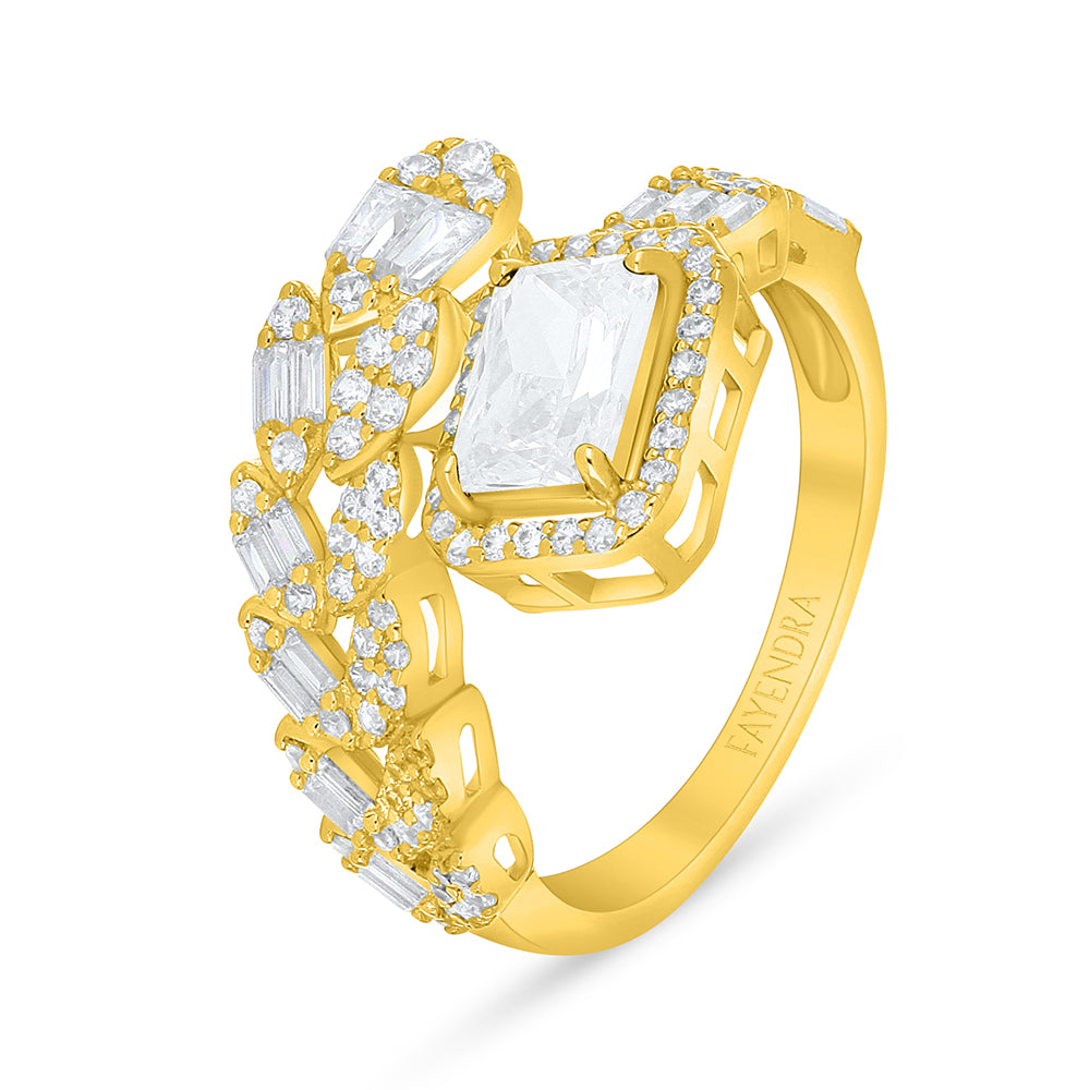 Sterling Silver 925 Set Golden Plated Embedded With White Zircon