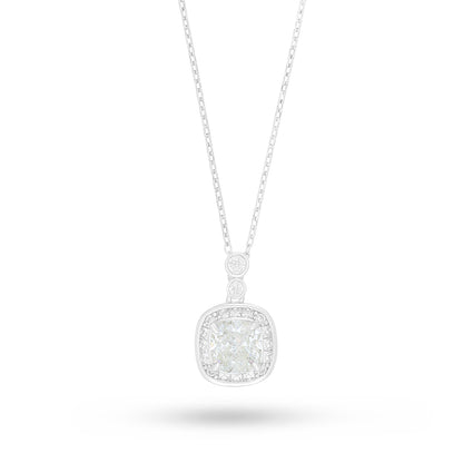 Sterling Silver 925 Necklace Rhodium Plated Embedded With Diamond Zircon And White Zircon