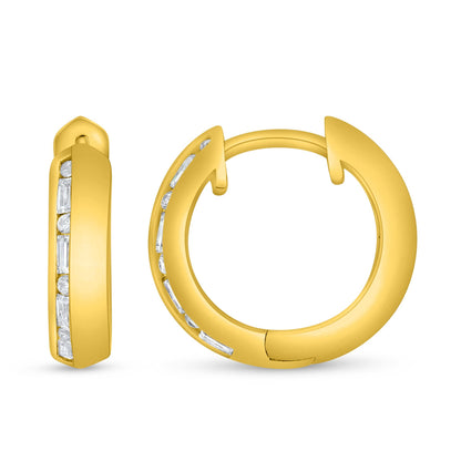 Sterling Silver 925 Earring Golden Plated Embedded With White Zircon