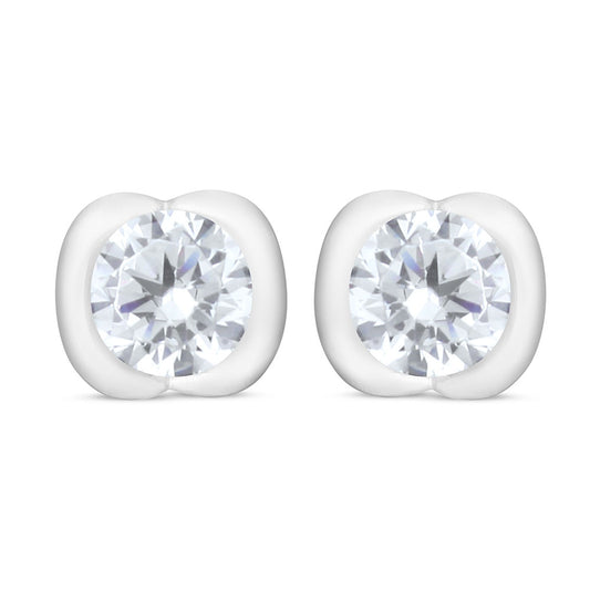 Sterling Silver 925 Earring Rhodium Plated Embedded With White Zircon