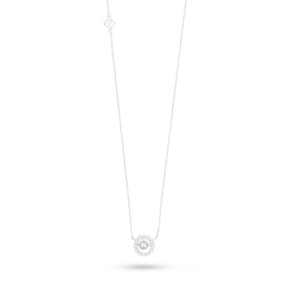 Sterling Silver 925 Necklace Rhodium Plated Embedded With Diamond Zircon And White Zircon