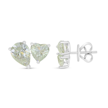 Sterling Silver 925 Earring Rhodium Plated Embedded With Diamond Zircon And White Zircon